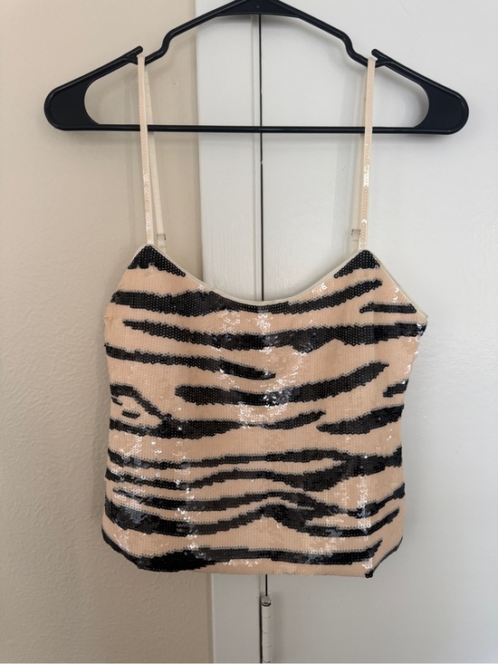 Danielle Guizio Tops - Guizio Zebra Sequin Top